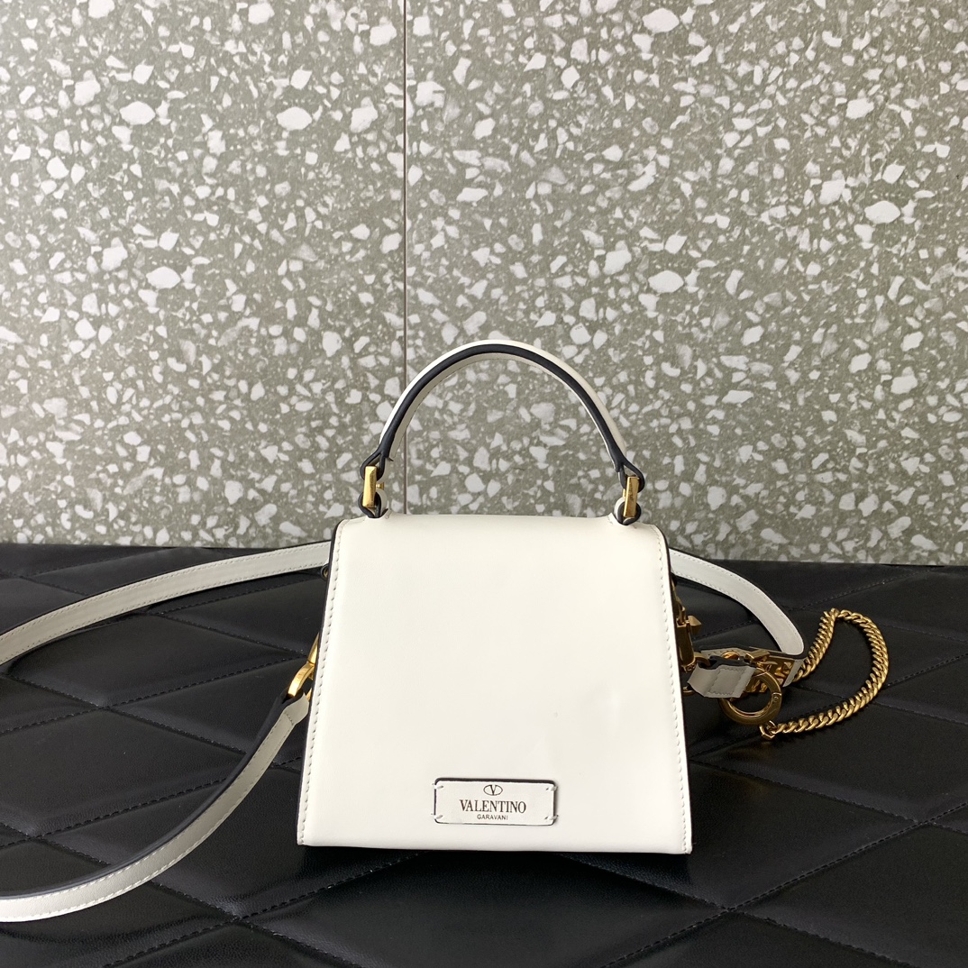 Valentino Garavani Vsling Micro Handbag in Ivory Grainy Calfskin Leather 